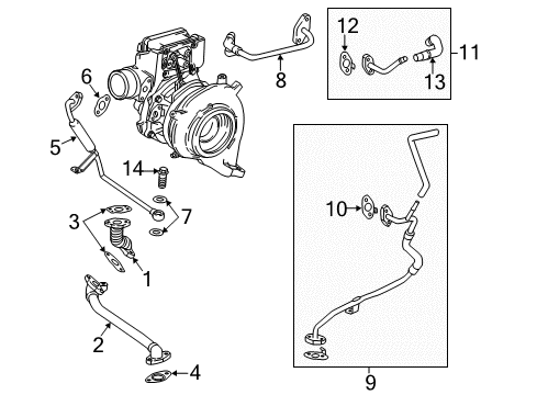 2019 GMC Sierra 3500 HD Turbocharger Oil Outlet Tube Diagram for 12642428