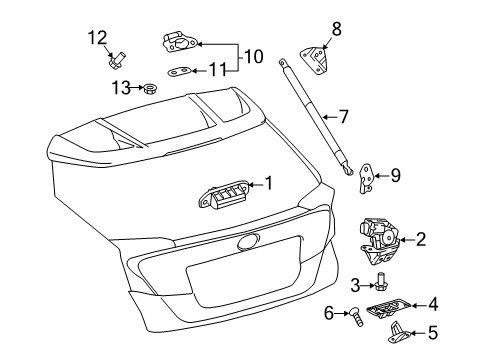 2021 Toyota C-HR Lift Gate Hinge Pad Diagram for 68838-47010