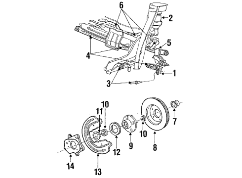 1991 Lincoln Continental Rear Brakes Spring Assembly Diagram for YF3Z-5A965-AA