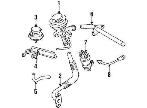 1994 Toyota T100 EGR System Valve Assy, EGR Vacuum Modulator Diagram for 25870-75020