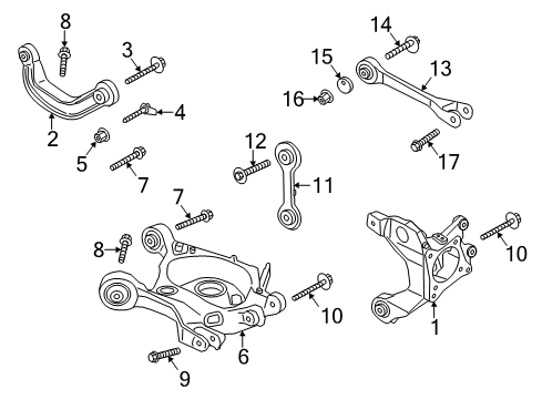 2015 Ford Mustang Rear Suspension Components, Lower Control Arm, Upper Control Arm, Stabilizer Bar Upper Control Arm Mount Bolt Diagram for -W718493-S439