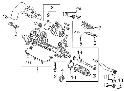 2017 Honda Civic Steering Column & Wheel, Steering Gear & Linkage End Complete, Tie Rod L Diagram for 53560-TGH-A01