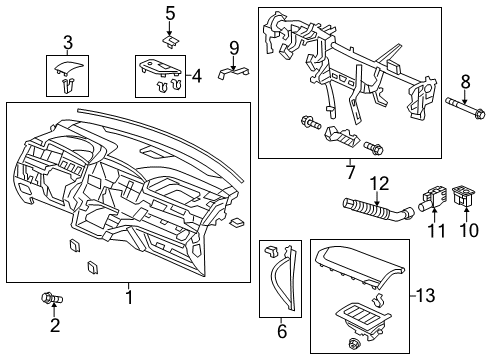 2012 Honda Odyssey Cluster & Switches, Instrument Panel Bolt-Washer (5X16) Diagram for 90001-S10-010