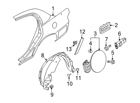 2007 Kia Amanti Quarter Panel & Components, Exterior Trim Opener-Filler Lid Diagram for 957203C000