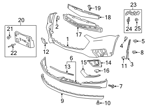 2018 Chevrolet Traverse Front Bumper Deflector Diagram for 84650167