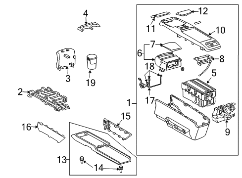 2006 Lexus RX400h Console Box Assembly, Console Diagram for 58810-48170-C0