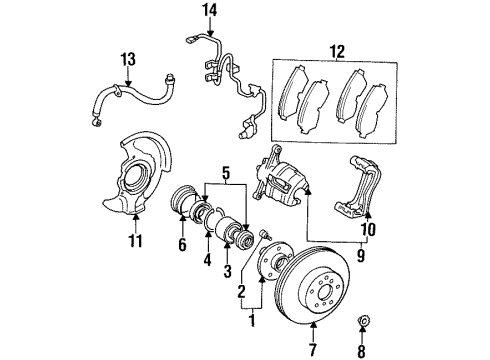 1998 Toyota Celica Brake Components Hub Diagram for 43502-20170