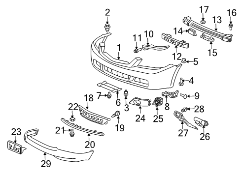 2006 Acura TSX Automatic Temperature Controls Clip B, Bumper Diagram for 91506-S9A-003