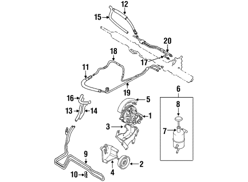 1995 Dodge Avenger Belts & Pulleys Line Power Steering Return Diagram for MB911565