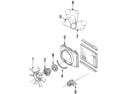 1988 Nissan D21 Water Pump, Cooling Fan, Belts & Pulleys SHROUD-Upper Diagram for 21476-01G00