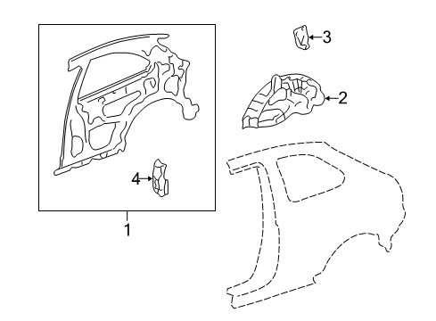 1999 Honda Civic Inner Structure - Quarter Panel Wheelhouse, L. RR. Diagram for 64730-S03-G01ZZ