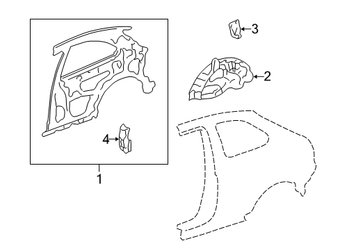 1999 Honda Civic Inner Structure - Quarter Panel Panel, L. RR. Inside Diagram for 64700-S00-A02ZZ