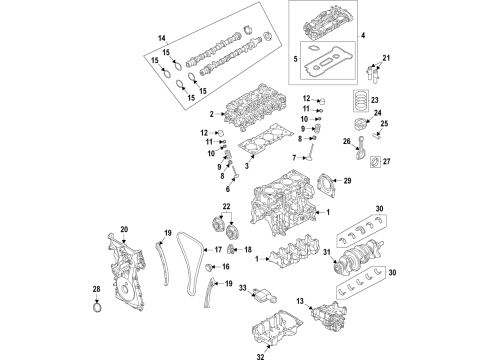 2021 Ford Bronco Engine Parts, Mounts, Cylinder Head & Valves, Camshaft & Timing, Variable Valve Timing, Oil Pan, Oil Pump, Adapter Housing, Balance Shafts, Crankshaft & Bearings, Pistons, Rings & Bearings Bearing Diagram for K2GZ-6211-C