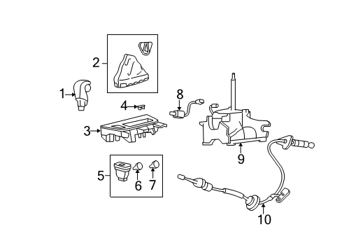 2008 Acura MDX Gear Shift Control - AT Knob Set, Select Lever (Graphite Black) Diagram for 54131-STX-A82ZA