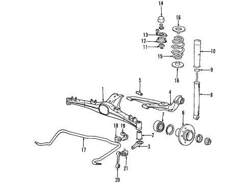 1996 BMW 318ti Rear Suspension Components, Lower Control Arm, Upper Control Arm, Stabilizer Bar, Trailing Arm Rear Shock Absorber Diagram for 33521091629