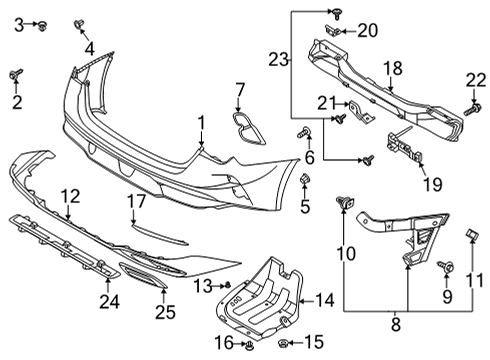 2021 Kia K5 Bumper & Components - Rear Cover-Rr Bumper Side Diagram for 86676L3000