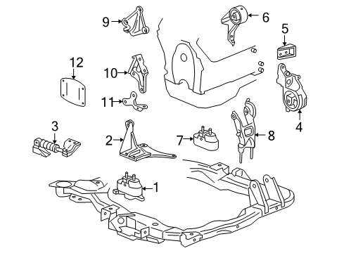 2006 Chevrolet Malibu Engine Mounting Upper Brace Diagram for 12578083