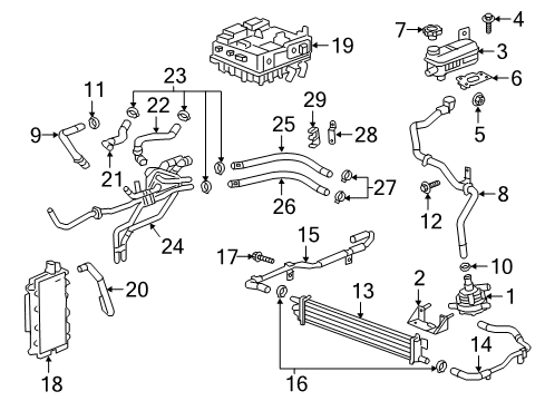 2018 Cadillac CT6 Hoses, Lines & Pipes Reservoir Tank Bracket Diagram for 23119045