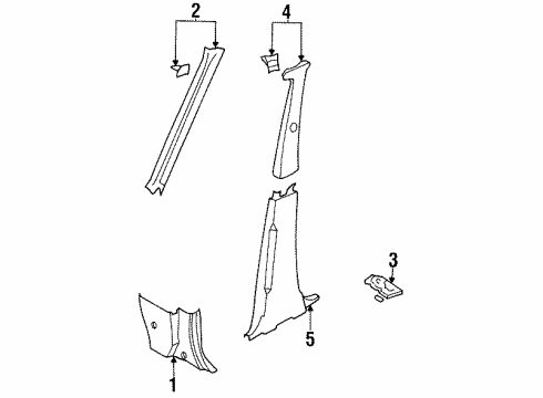 1987 Nissan Stanza Interior Trim - Pillars, Rocker & Floor GARNISH-Center Pillar Upper RH Blk Diagram for 76913-D4501