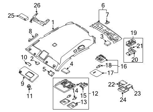 2005 Infiniti FX45 Sunroof Lamp Assembly-Map Diagram for 26430-CG200