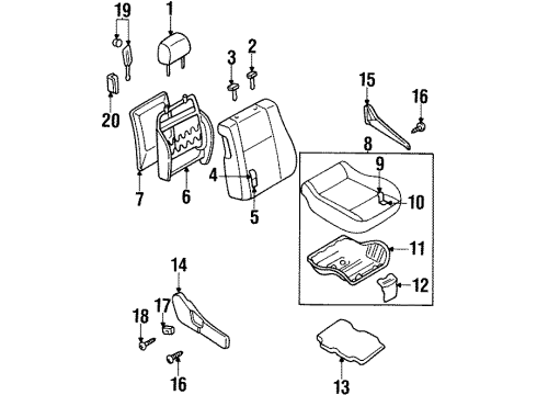 2001 Infiniti G20 Front Seat Components Trim Assembly_Front Cushion Diagram for 87320-7J403