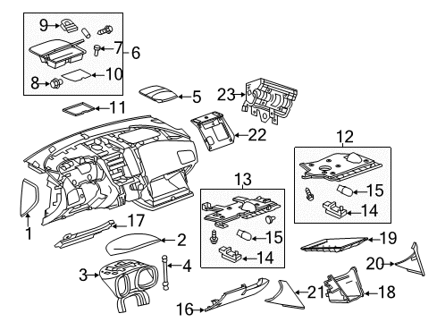 2017 GMC Terrain Cluster & Switches, Instrument Panel Center Bracket Diagram for 20938879