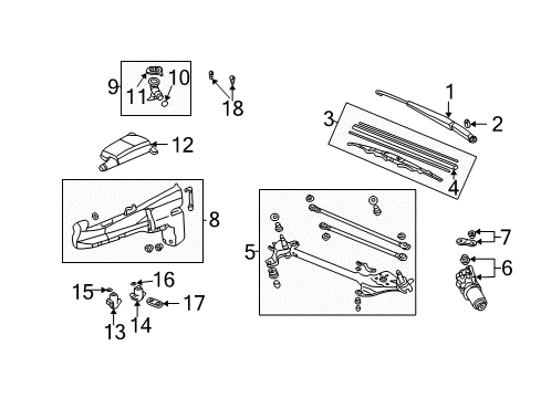 2006 Honda CR-V Windshield - Wiper & Washer Components Bracket, Washer Motor Diagram for 76845-S6D-E01