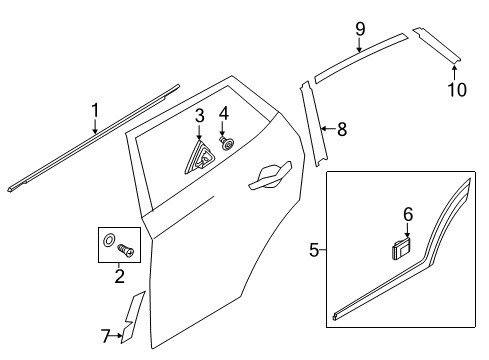 2021 Hyundai Tucson Exterior Trim - Rear Door Garnish Assembly-Rear Door Side, RH Diagram for 87732-D3000-CA