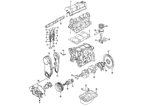 1992 Geo Metro Engine Parts, Mounts, Cylinder Head & Valves, Camshaft & Timing, Oil Pan, Oil Pump, Crankshaft & Bearings, Pistons, Rings & Bearings Mount Diagram for 96060012