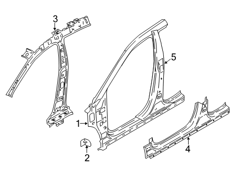 2021 Hyundai Kona Aperture Panel, Rocker Panel Pillar Assembly-Center Inner, LH Diagram for 71401-J9020