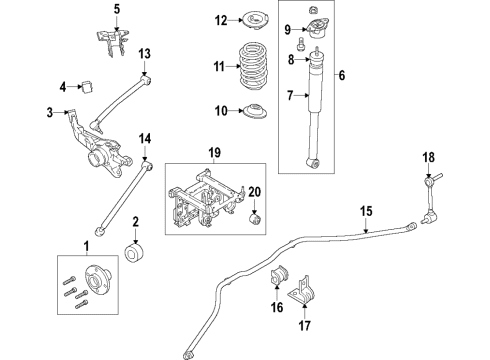 2021 Ford EcoSport Rear Suspension Components, Lower Control Arm, Upper Control Arm, Stabilizer Bar Bracket Diagram for GN1Z-5A757-A