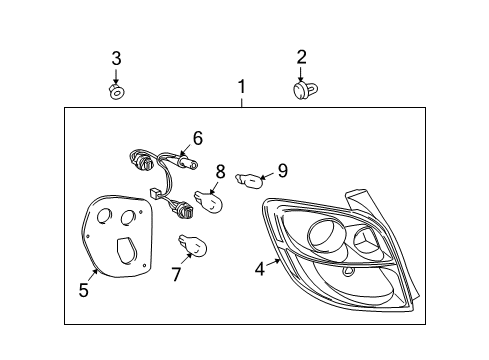 2010 Toyota Matrix Combination Lamps Socket & Wire Diagram for 81555-02450