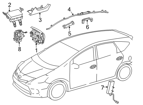2012 Toyota Prius V Air Bag Components Side Sensor Diagram for 89831-47010