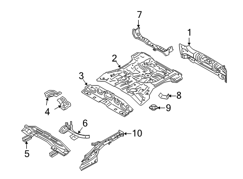 2012 Hyundai Tucson Rear Body Panel, Floor & Rails Member Assembly-Rear Floor Center Diagram for 658512S000