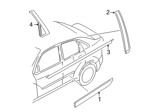 2000 Ford Focus Exterior Trim - Rear Door Body Side Molding Diagram for 5S4Z-5425533-AAPTM