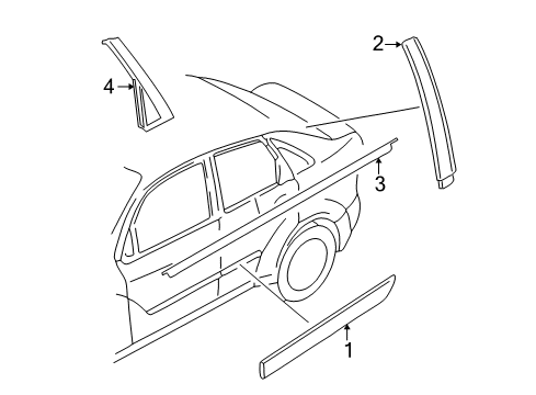 2000 Ford Focus Exterior Trim - Rear Door Molding Panel Clip Diagram for -W706095-S303