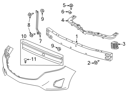 2018 Chevrolet Equinox Front Bumper Upper Support Diagram for 84129794