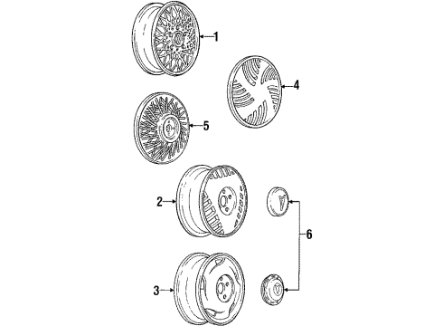 1988 Pontiac Bonneville Wheels Hub Cap ASSEMBLY *White* Diagram for 25529957