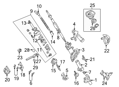 2002 Toyota Land Cruiser Steering Column & Wheel, Steering Gear & Linkage Cover Assembly Diagram for 45025-60100