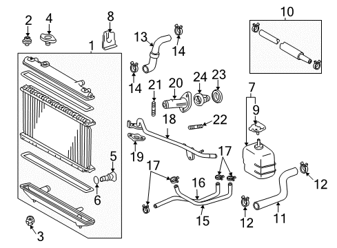 2002 Toyota Camry Radiator & Components Overflow Hose Diagram for 16472-AB010