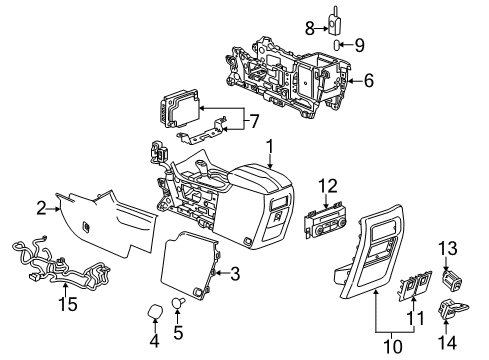 2019 Chevrolet Traverse Center Console Console Assembly Diagram for 84454265
