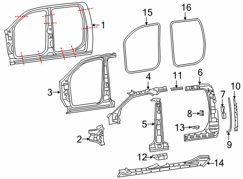 2019 Ram 1500 Uniside SILL-Body Side Diagram for 68276772AE