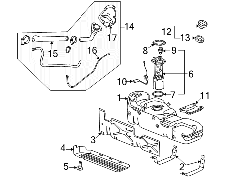 2007 GMC Sierra 2500 HD Fuel Supply Filler Hose Diagram for 22951226