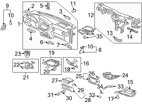 2003 Acura RSX Instrument Panel Stopper, Glove Box Lid Diagram for 66418-SA5-000