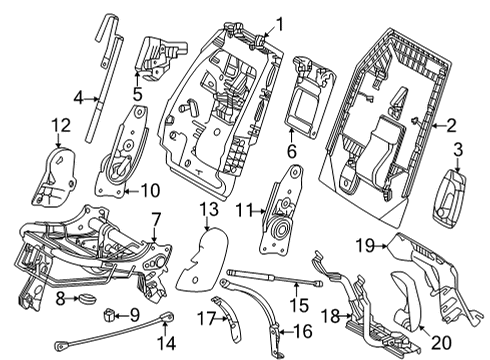2022 Toyota Sienna Third Row Seats Seat Back Frame Diagram for 71273-08030