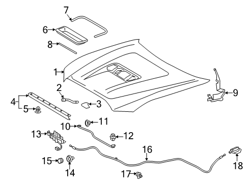 2019 Toyota Tacoma Hood & Components Lock Assembly Diagram for 53510-04070