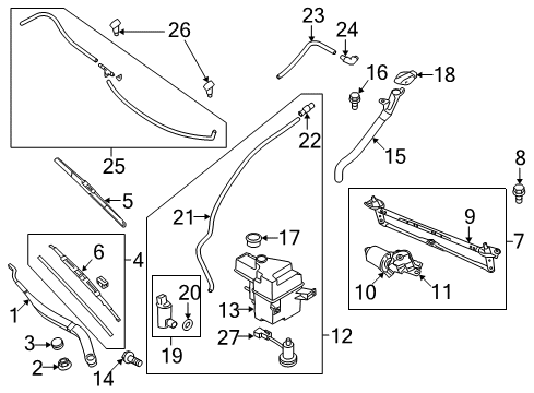 2012 Hyundai Genesis Coupe Wiper & Washer Components Cap-Windshield Washer Rs Diagram for 986233K000