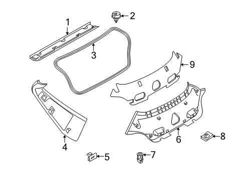 2006 BMW Z4 Interior Trim - Lift Gate Left Trunk Lid Panel Trim Diagram for 51473421581