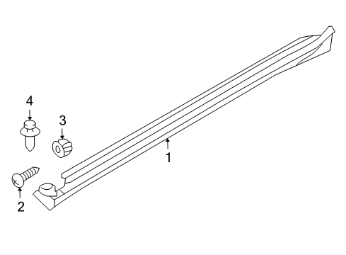 2011 Nissan Maxima Exterior Trim - Pillars, Rocker & Floor MUDGUARD Set - SILL Center, RH Diagram for 76850-ZX75A