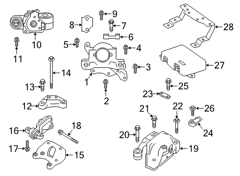 2021 INFINITI QX50 Engine & Trans Mounting Bracket-Engine Mounting, Rear RH Diagram for 11332-5NA0A